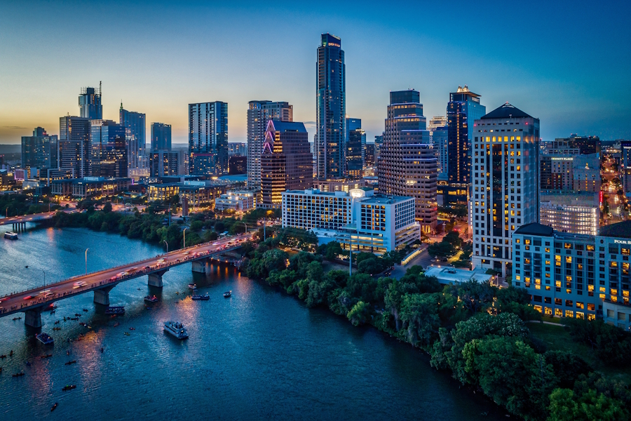 Austin, Texas skyline at sunset