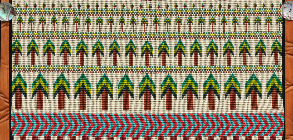 Detail of a beaded tapestry created by Speplól Tanya Zilinski.