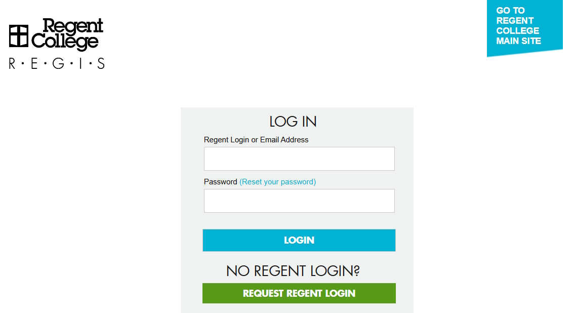 REGIS screenshot: Login screen