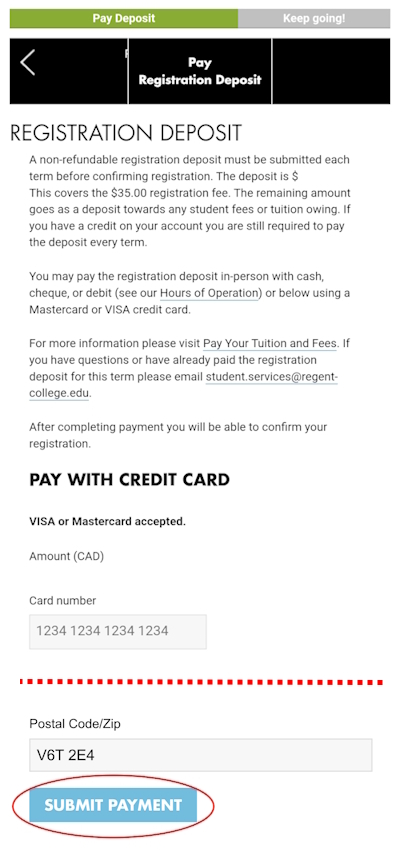 REGIS mobile screenshot: Initial payment