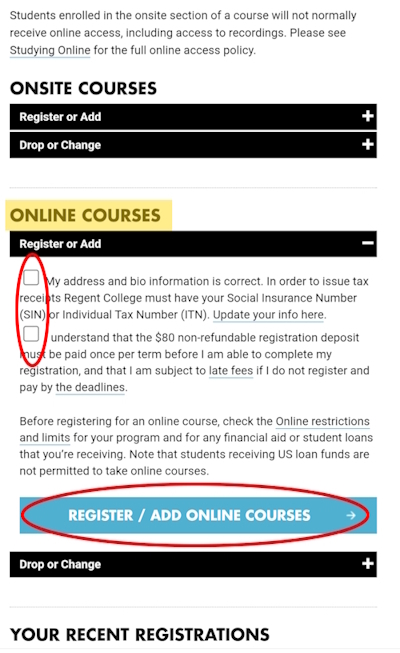 REGIS mobile screenshot: Online courses